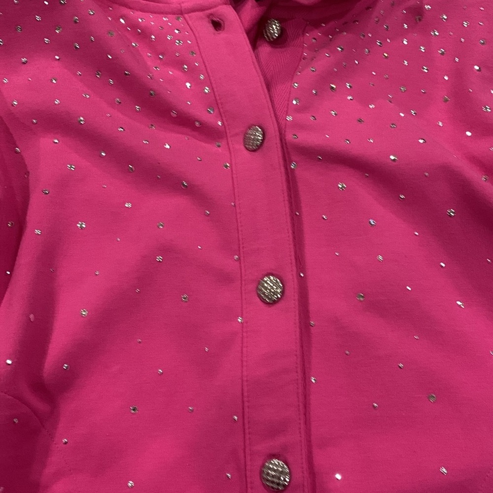 Christine Alexander Pink hoodie with Swarovski Crystal Studs Size S Perfect Cond - Picture 11 of 12